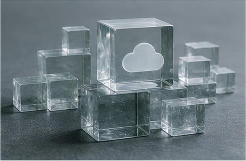 Glasblokke som koncept for cloud-infrastruktur